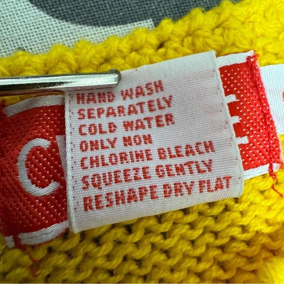 80’s 90’s Vintage Abstract Cotton Ramie Sweater Vest S Petite Yellow Dopamine - Picture 5 of 6